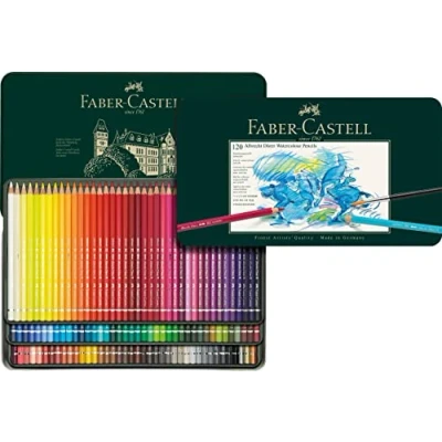 Image of Faber Castell Art &amp; Graphic Albrecht Dürer Watercolour Pencil, Multicoloured, Tin Of 120, For Art, Craft, Drawing, Sketching, Home, School, University, Colouring