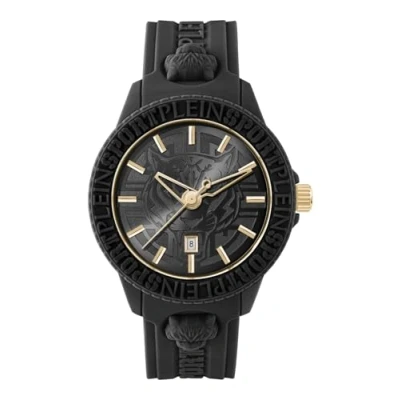 Image of Philipp Plein Sport Men&#039;s Watch Analogue Quartz Fearless Silicone, Black/Gold Psqba0223