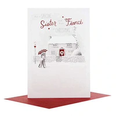 Image of Hallmark 25493712 Sister and Fiance Medium Christmas Card &quot;Happiness&quot;