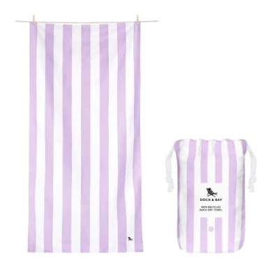 Image of Dock &amp; Bay Beach Towel Quick Dry, Sand Free Compact, Lightweight 100% Recycled Includes Bag Cabana Light Lombok Lilac Large (160x90cm, 63x35)