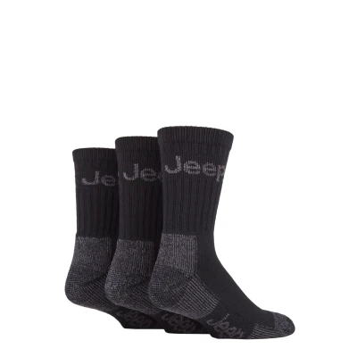 Image of Mens 3 Pair Jeep Luxury Terrain Boot Socks Black / Grey 6 11