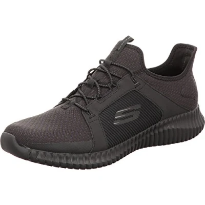 Image of Skechers Mens Elite Flex Adrenaline Shot Trainers, Black Mesh Trim, 6 UK
