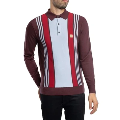Image of Gabicci Mens Searle Knitted Polo (UK, Alpha, XXL, Regular, Berry)