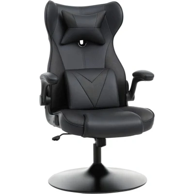 Image of Outsunny Video Game Chair Computer with Flip Up Armrests Headrest Tilt Function
