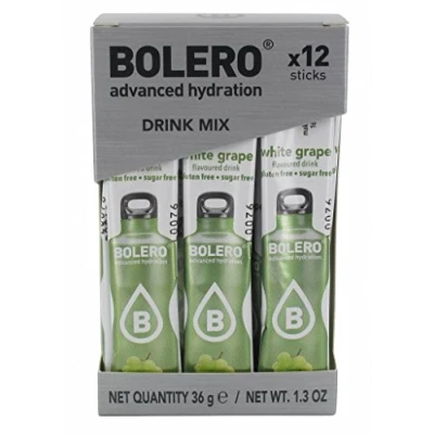 Image of Bolero Drink Sticks White Grape, 12 to Mix with 500ml of Water, Ideal for Hiking, Travelling, Camping, Hydration, Diabetic