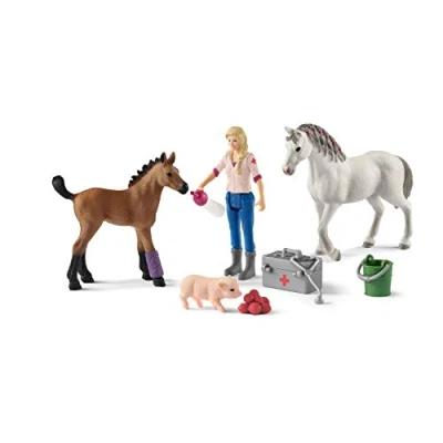 Image of Schleich 42486 Vet visiting mare and foal