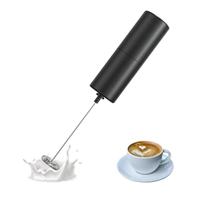 Image of Milk Frother,IraXpro Electric Frother Whisk,Milk Handheld,Coffee Whisk,One Touch Hand Mini Whisk,2 AA Battery Powered,for Coffee,Hot Chocolate,Cream (Black KJBQ8)
