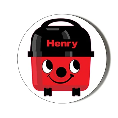 Image of Cartoon Henry Hoover Smiling Small 10 x 49mm Vinyl Stickers