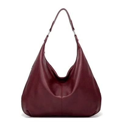 Image of Ashioup Women&#039;s Tote Bag Vintage PU Leather Handbags for Women Hobo bags Shoulder with Zipper, Dark Red Coffee, One Size