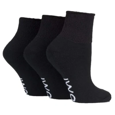 Image of 3 Pair Black Footnurse Gentle Grip Diabetic Ankle Socks Men&#039;s 9 11 Mens Iomi