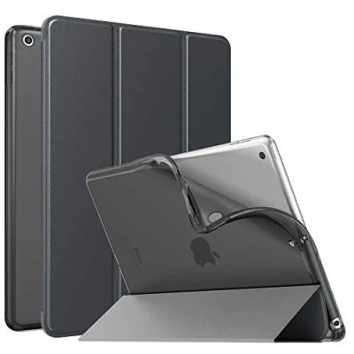 Image of MoKo Case for New iPad 9th/8th/7th Gen (2021/2020/2019), Soft TPU Translucent Frosted Back Cover Slim Shell Protective with Stand 10.2 inch,Auto Wake/Sleep, Space Gray