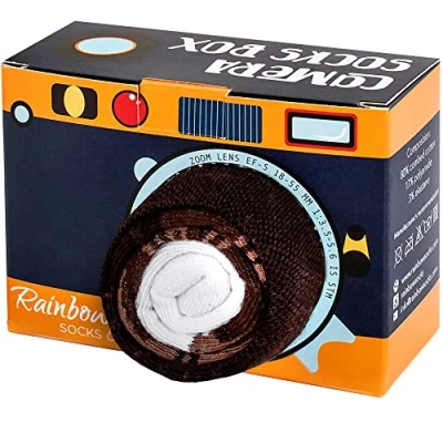 Image of Rainbow Socks Women Men Novelty Camera 2 Pairs Size 4 7
