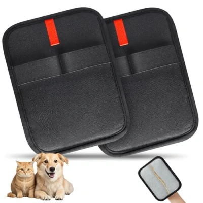 Image of INABULETWO 2 Pcs Static Pet Hair Remover Gloves, Reusable Electrostatic Cat Dog Removal Grooming Gloves Brush Tool for Couch, Furniture, Carpet, Car Seat