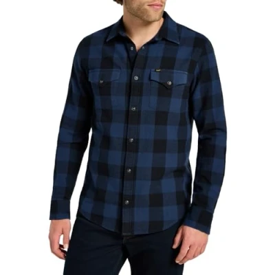 Image of Lee Clean Western Shirt, Men&#039;s, Size: XXL, Blau