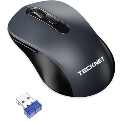 Image of TECKNET Wireless Mouse for Laptop, 2.4G USB Computer Mouse, Cordless Ergonomic with Nano Receiver &amp; 6 Buttons, 18 Months Battery Life, 4800 DPI Optical Mice MacBook PC Windows Chromebook