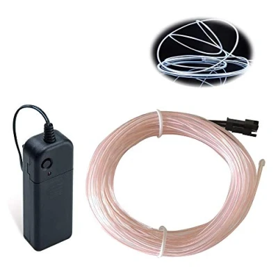Image of Balabaxer EL Wire White, 16.4ft/5M Neon Lights Noise Reduction Portable Glowing Strobing Electroluminescent for Parties,Parties, Halloween, DIY Decoration