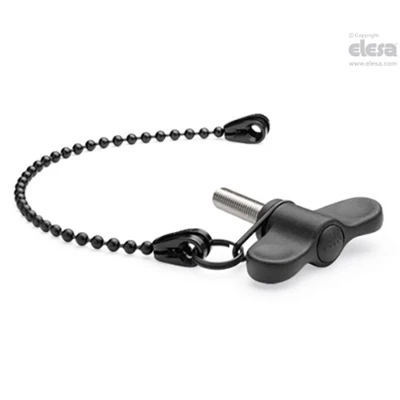 Image of ELESA EWN LP Wing nuts with retaining chain technopolymer Stainless steel threaded stud EWN.63 SST p M10x30 C1
