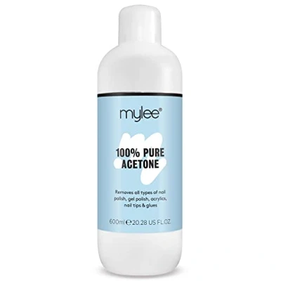 Image of Mylee 100% Pure Acetone Gel Nail Polish Remover for UV/LED, Soak Off, Removes All Types of Polish, Acrylic, Gels, Tip &amp; Glue (600ml)