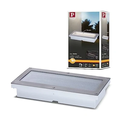 Image of Paulmann 94239 Solar Aron recessed Floor LED Outdoor luminaire Rectangular incl. 1x1.5 watt Black Stainless Steel, Plastic 3000 K Warm White, 1.5 W