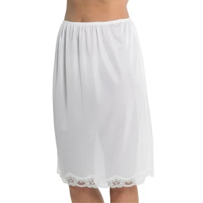 Image of Womens/Ladies Underskirt Slip With Lace Trim 100% Polyester Cling Resistant, 24Inch Length (60cms), White 24/26