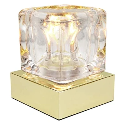 Image of Ambient Glass Ice Cube Touch Dimmable Table Lamp Gold Base with G9 Bulb M0110
