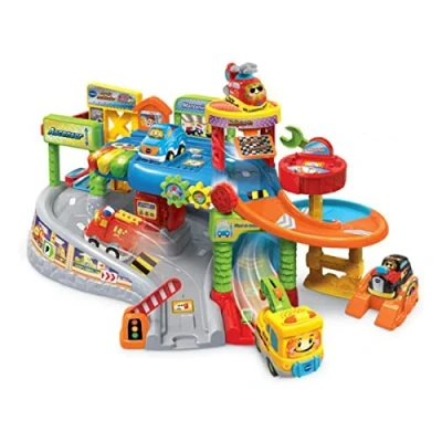 Image of VTech Multi Workshop Garage TutTut Bolids, Playset Mechanical with Different Tracks and Levels Lights, Voices, Songs Fun Sounds Includes Vehicle Capiculate Crane