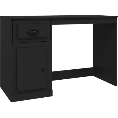 Image of vidaXL Desk with Drawer Black 115x50x75 cm Engineered Wood