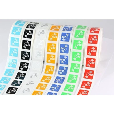 Image of 14 X NFC Tags NXP Chip NTAG213 144 Bytes Memory 7 Colours Square self adhesive labels High Scan Strength with Ultra Slim Design
