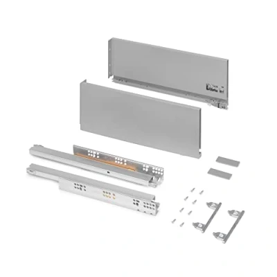 Image of Emuca Drawer kit for kitchen or bath, Vertex, 40kg (88 lb), Height 178mm (7 inch), Depth 500mm (19,7 Soft close, Boards not included, Steel, Silver painted
