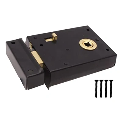 Image of Rim Latch Snib Lock Black Surface Mounted for Bathrooms 105 x 82mm