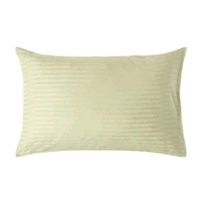 Image of HOMESCAPES Sage Green Pure Egyptian Cotton Pillowcase Standard Size 330 TC 500 Thread Count Percale Equivalent Satin Stripe Housewife Pillow Case