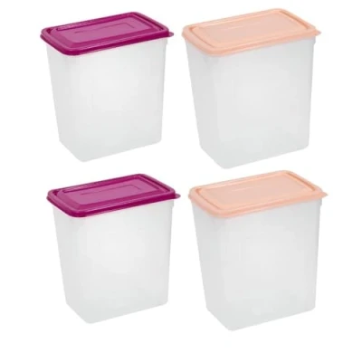 Image of YöL Pack Of 4 Tall Large Cereal Containers Storage 6L Dry Pasta Pet Food Tub &amp; Lid