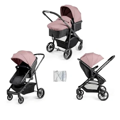 Image of Ickle Bubba Star 2 in 1 Pushchair Suitable from Birth to 15kg (Approx. 3 Years*), Convertible Seat, One Hand Fold, UPF 50+ Canopy, Spacious Basket &amp; Durable Wheels (Dusky Pink)