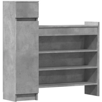 Image of vidaXL Engineered Wood Shoe Storage Cabinet Concrete Grey with Drawer, Multi Compartment Rack for Entryway/Bedroom