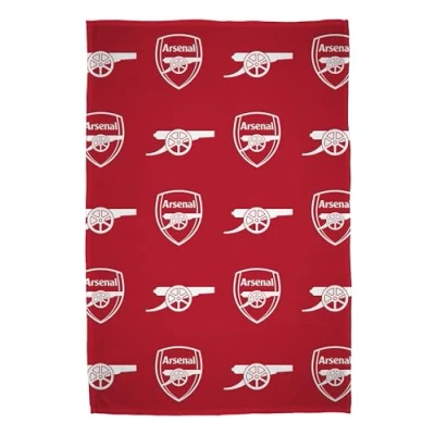 Image of CHARACTER WORLD Official Arsenal FC Fleece Throw Blanket Super Soft, Football Combo Design Warm Soft Feel Red Perfect for Home, Bedroom, Sleepovers &amp; Camping