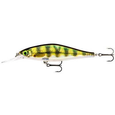 Image of Rapala Shadow Rap Shad Deep Lure with Two No. 6 Hooks, 1.5 1.8 m Swimming Depth, 9 cm Size, Live Perch