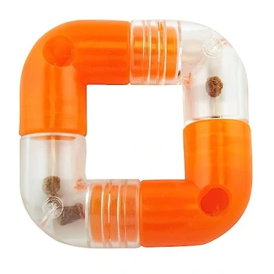 Image of Outward Hound Planet Dog Orbee Tuff Link Orange Interactive Treat Dispensing Puzzle Toy, 4 Piece