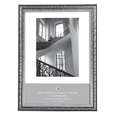 Image of Home Fusion Silver &amp; Black Swirl Art Nouveau Photo Picture Frame A4 Certificate