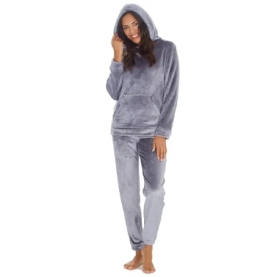 Image of INSIGNIA Womens Pyjamas Sets Hooded Fleece (UK, Alpha, S, Regular, Plain Charcoal)