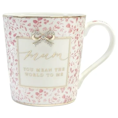 Image of Lesser &amp; PAVEY Madelaine by Hearts Design Mum You Mean The World to Me Fine China Mug for Home Kitchen Ceramic Mugs Tea Coffee Lovely Cup Set Mens Gifts Birthday Women