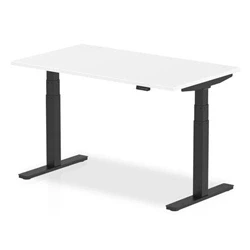 Image of Air 1400 x 800mm Height Adjustable Desk White Top Black Leg