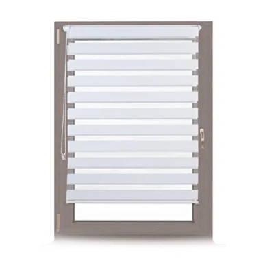 Image of Double Blinds, Klemmfix without Drilling, Side Pull Shades, for Windows, Fabric, 110x150 cm, White Relaxdays