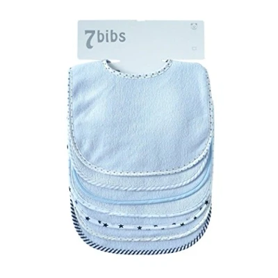 Image of Baby Boys Girls Double Layer of Cotton Bandana Drool Soft Absorbent Drooling Bibs (7 Pieces) (Blue)