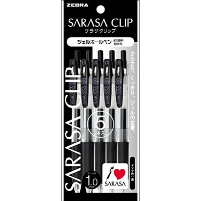 Image of ZEBRA Sarasa Clip 1.0mm Black P JJE15 BK5 (5 Pen Pack)