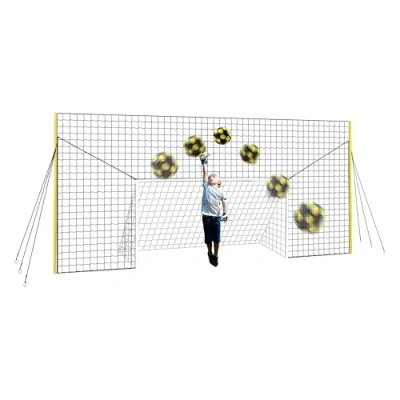 Image of Open Goaaal Football Goal &amp; Backstop Net with Rebounder Junior Size Sports Netting for Backyard Barrier