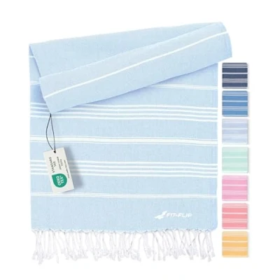 Image of hammam towel beach XXL made from 100% recycled cotton Quick drying Turkish towels, fouta, pestemal towels ideal as a blanket Ice Blue 100x200cm Sultan