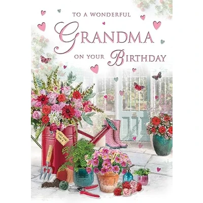 Image of Regal Publishing Traditional Birthday Card Grandma, Flower 9 x 6 inches Piccadilly Greetings