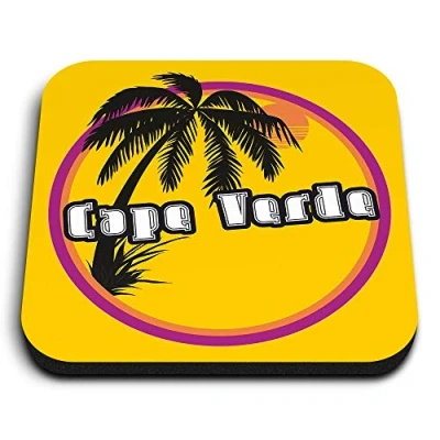 Image of 1 x Square MDF Fridge Magnet Cape Verde Sunset Travel Stamp 7129