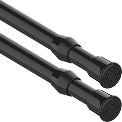 Image of 2PCS Net Curtain Rods Extendable Tension for Curtains Spring Loaded Rod Kitchen, Bathroom, Wardrobe, DIY Projects, Diameter: 13mm(30 45CM/11.8 19.7Inch,Black)