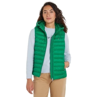 Image of Tommy Hilfiger Women Vest Padded Global Stripe, Green (Olympic Green), XS